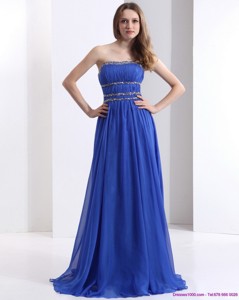 Delicate Strapless Prom Dress With Ruching And Beading