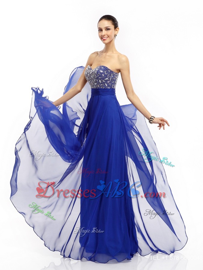 Elegant Sweetheart Prom Dress With Brush Train And Beading