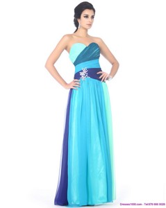 Multi Color Sweetheart Prom Dress With Ruffles And Beading