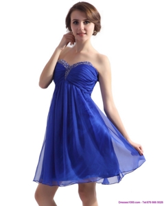Sweetheart Ruffled Blue Prom Dress With Beading