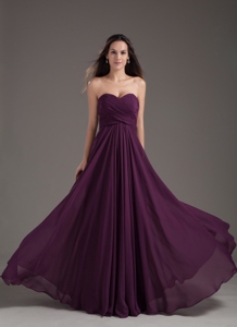 Popular Bridesmaid Dress Sweetheart Empire Dark Purple Ruching Chiffon