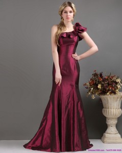Brand New One Shoulder Prom Dress With Brush Train
