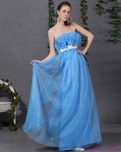 Long Prom Dress With Hand Made Flowers And Sash