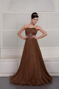 Gorgeous Brown Prom Evening Dress Sweetheart Organza Ruch Brush Train