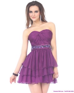 Beautiful Sweetheart Mini Length Prom Dress With Sequins And Ruching