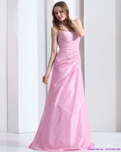 Exclusive Baby Pink Sweetheart Prom Dress With Beading And Ruching