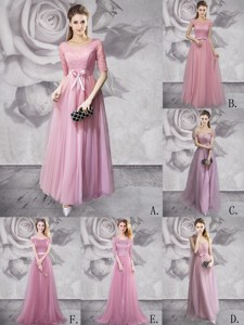 Classical Empire Ruched Long Prom Dress in Tulle for Spring