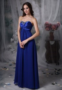 Luxurious Royal Blue Mother of the Bride Dress Empire Sweetheart Beading Chiffon and Elastic Woven S