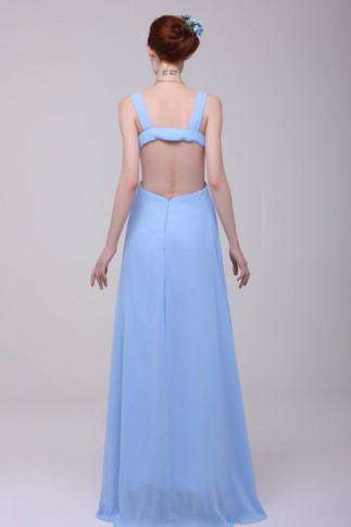 Light Blue V-neck Beading and High Silt Prom Dress in Chiffon
