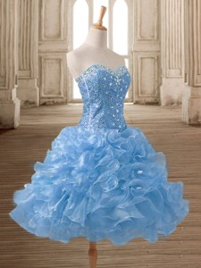 Lovely Organza Beading and Ruffles Prom Dress in Mini Length