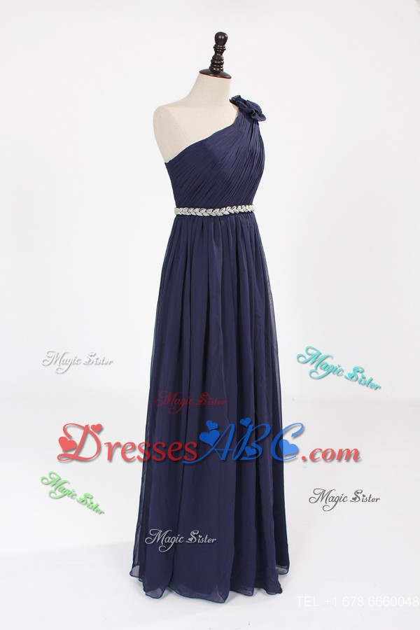 Comfortable Empire Asymmetrical Beaded Prom Dress With Belt