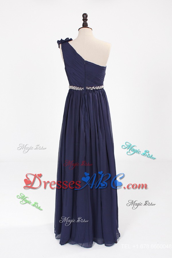 Comfortable Empire Asymmetrical Beaded Prom Dress With Belt