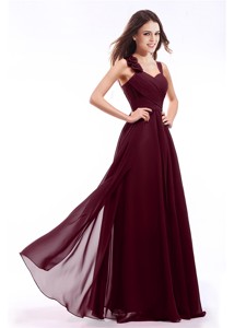 Hot Sale Straps Hand Made Flowers Prom Dress in Burgundy