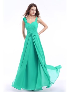 Perfect Straps Hand Made Flowers Prom Dress in Turquoise