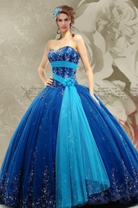 Top Seller Sweetheart Blue Quinceanera Dress With Beading And Appliques