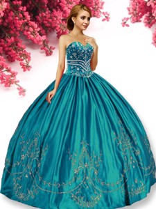 Elegant Big Puffy Turquoise Quinceanera Dress with Beading and Appliques