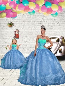 New Style Beading And Embroidery Princesita Dress In Aqua Blue Spring