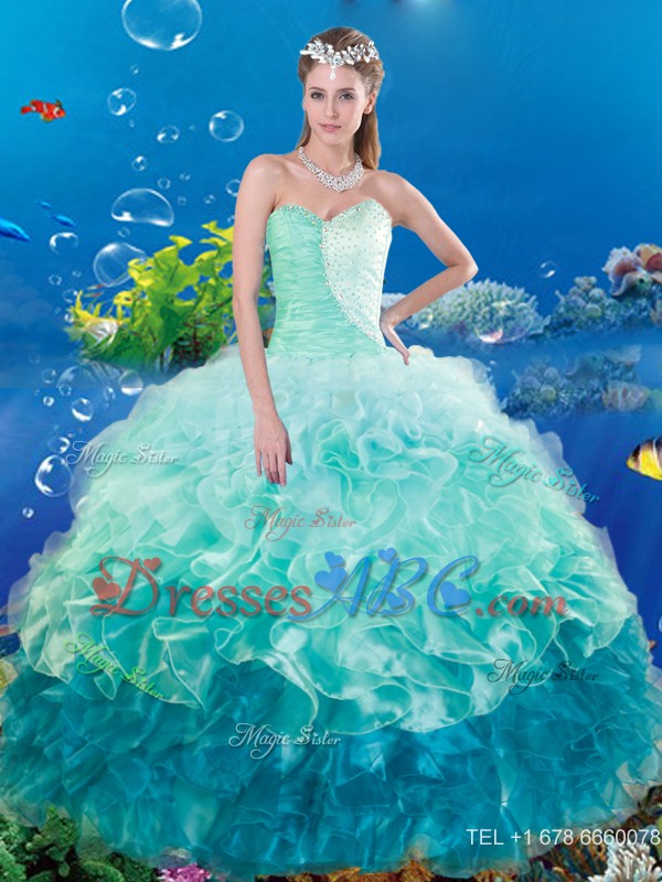 Summer Popular Multi Color Sweetheart Quince Dress With Beading And Ruffles