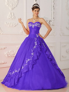Purple Princess Sweetheart Floor-length Embroidery And Beading Quinceanera Dress