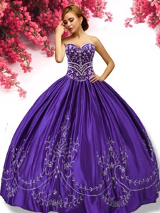 Gorgeous Beaded and Applique Taffeta Sweet 16 Dress in Purple