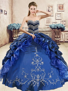 Luxurious Royal Blue Sweet 16 Dress with Beading and Embriodery