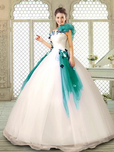Perfect Appliques Multi Color Quinceanera Dress With Ruffles