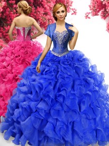 Perfect Ruffled and Applique Sweet 16 Dress in Royal Blue