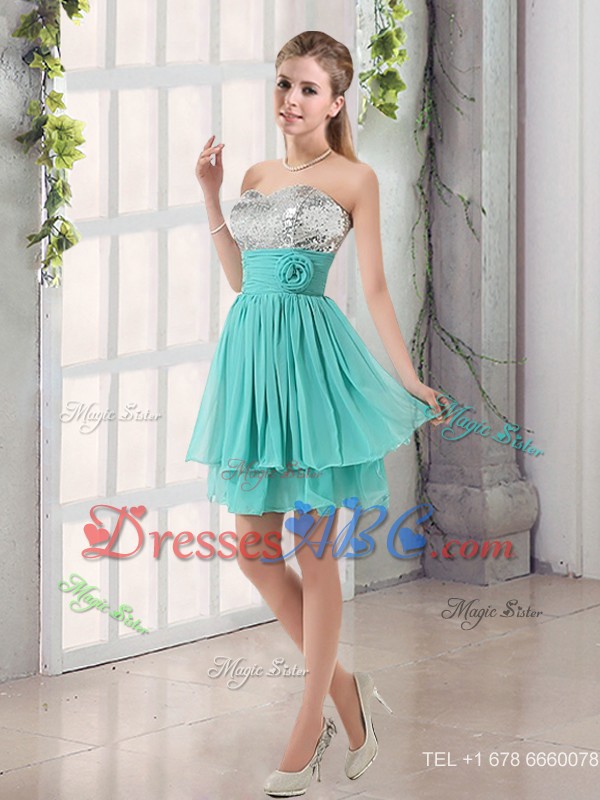 A Line Ruching Lace Up Bridesmaid Dress In Aqua Blue