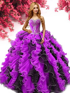 Best Two Tone Organza Quinceanera Dress with Beading and Ruffles