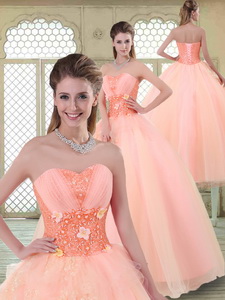 Beautiful Appliques And Beading Sweet 16 Dress With Sweetheart