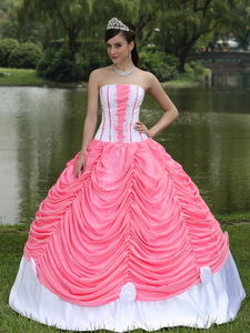 Custom Made Quinceanera Dress With Strapless Ball Gown Watermelon and Pick-ups