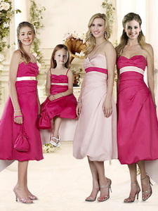 Elegant Sashed And Ruched Quinceanera Court Dress In Baby Pink