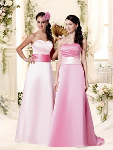 Classical Empire Brush Train Quinceanera Court Dress With Belt And Ruching