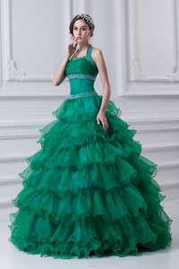 Spring Hater Top Beading And Appliques Green Quinceanera Dress