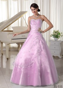 Organza Appliques With Beading Over Skirt Sweetheart Quinceanera Dress For Military Ball