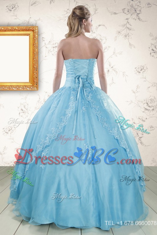 Strapless Beading Affordable Quinceanera Dress In Baby Blue