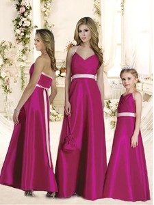 Luxurious Halter Top Sashes Quinceanera Dama Dress In Hot Pink