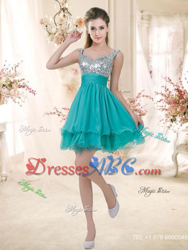 Pretty Straps Short Dama Dress With Sequins For Fall