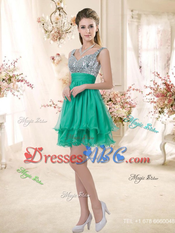 Pretty Straps Short Dama Dress With Sequins For Fall