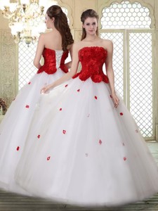 Popular A Line Strapless Quinceanera Dress With Ruffles