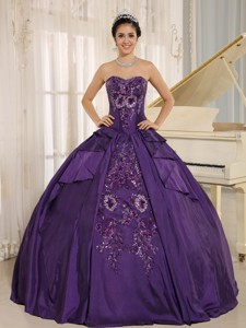 Purple Embroidery Quinceanera Dress With Sweetheart In