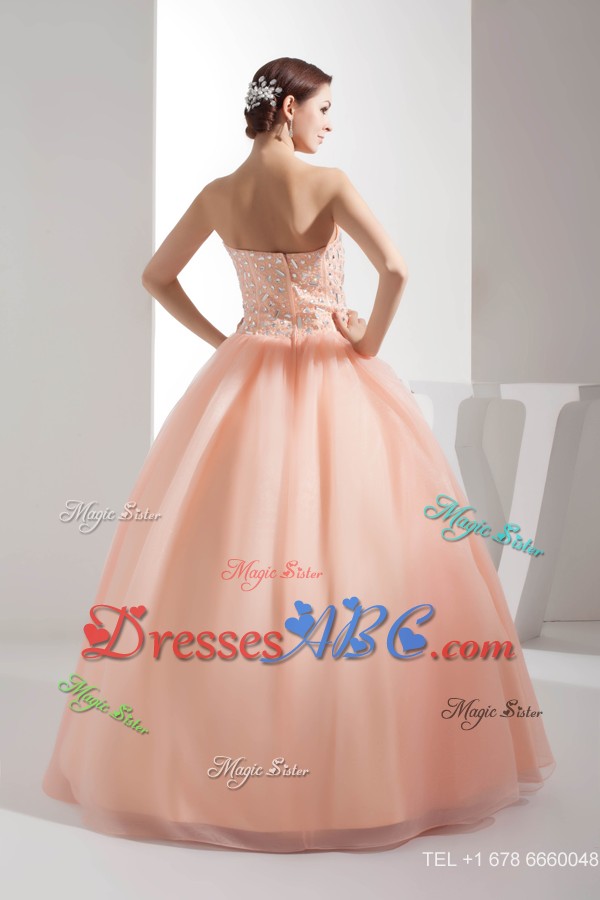 Beading Sweetheart Ball Gown Floor-length Watermelon Quinceanera Dress