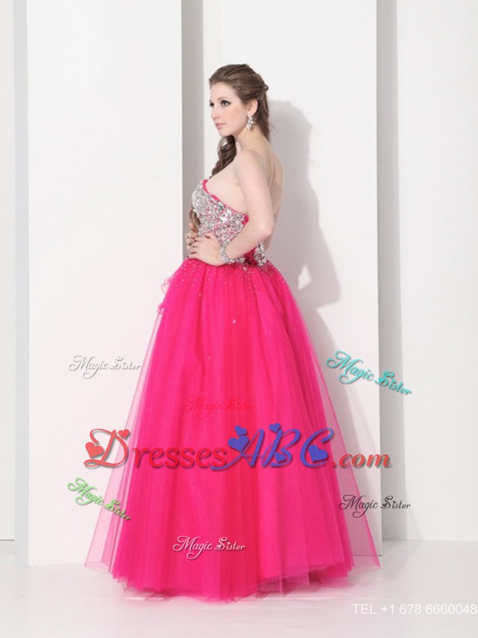 Gorgeous Hot Pink Sweet Sixteen Dress With Rhinestones