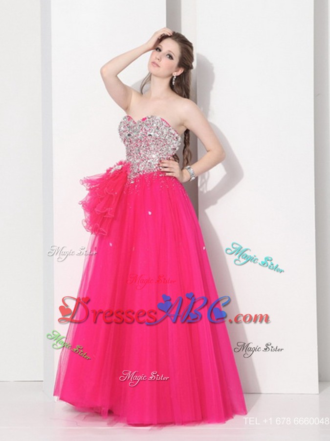 Gorgeous Hot Pink Sweet Sixteen Dress With Rhinestones