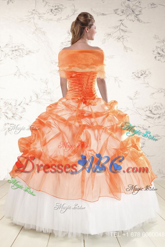 Perfect Strapless Orange Quinceanera Dress With Beading And Appliques