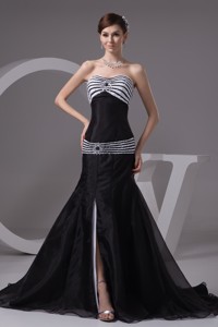 Sweep Train Bodice Sweetheart Evening Dress With Slit On The Side