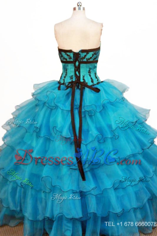 Perfect Ball Gown Strapless Floor-length Teal Organza Quinceanera Dress