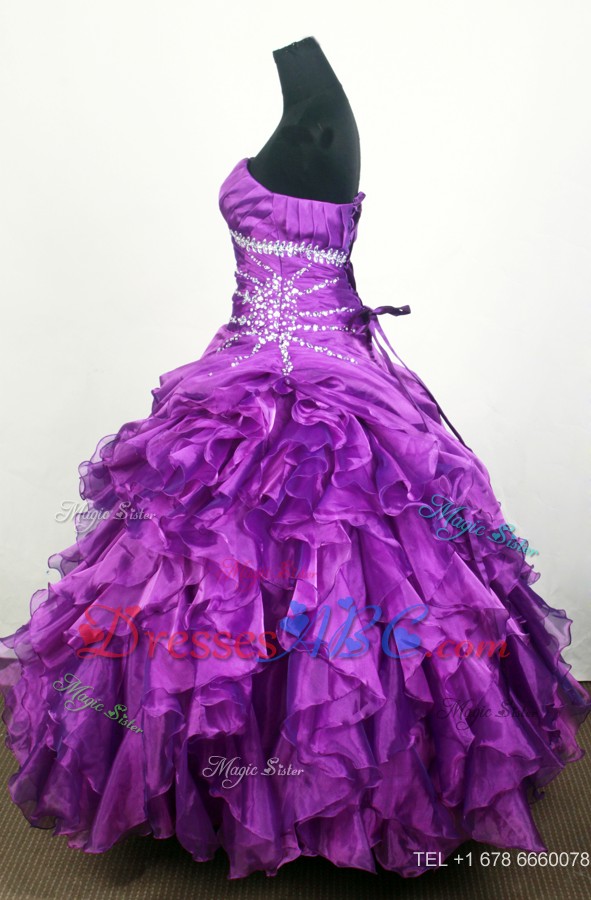 Popular Ball Gown Strapless Floor-length Eggplant Purple Quinceanera Dress