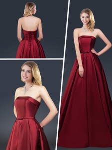 Winter Gorgeous A Line Strapless Evening Dress With Brush Train