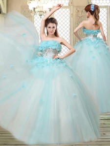 Beautiful Strapless Quinceanera Dress With Appliques And Ruffles